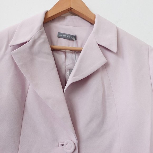 Lavender Crop Suit Blazer Medium Light Short Sleeve Italian‎ MICHAELA LOUISA NWT - Picture 3 of 11